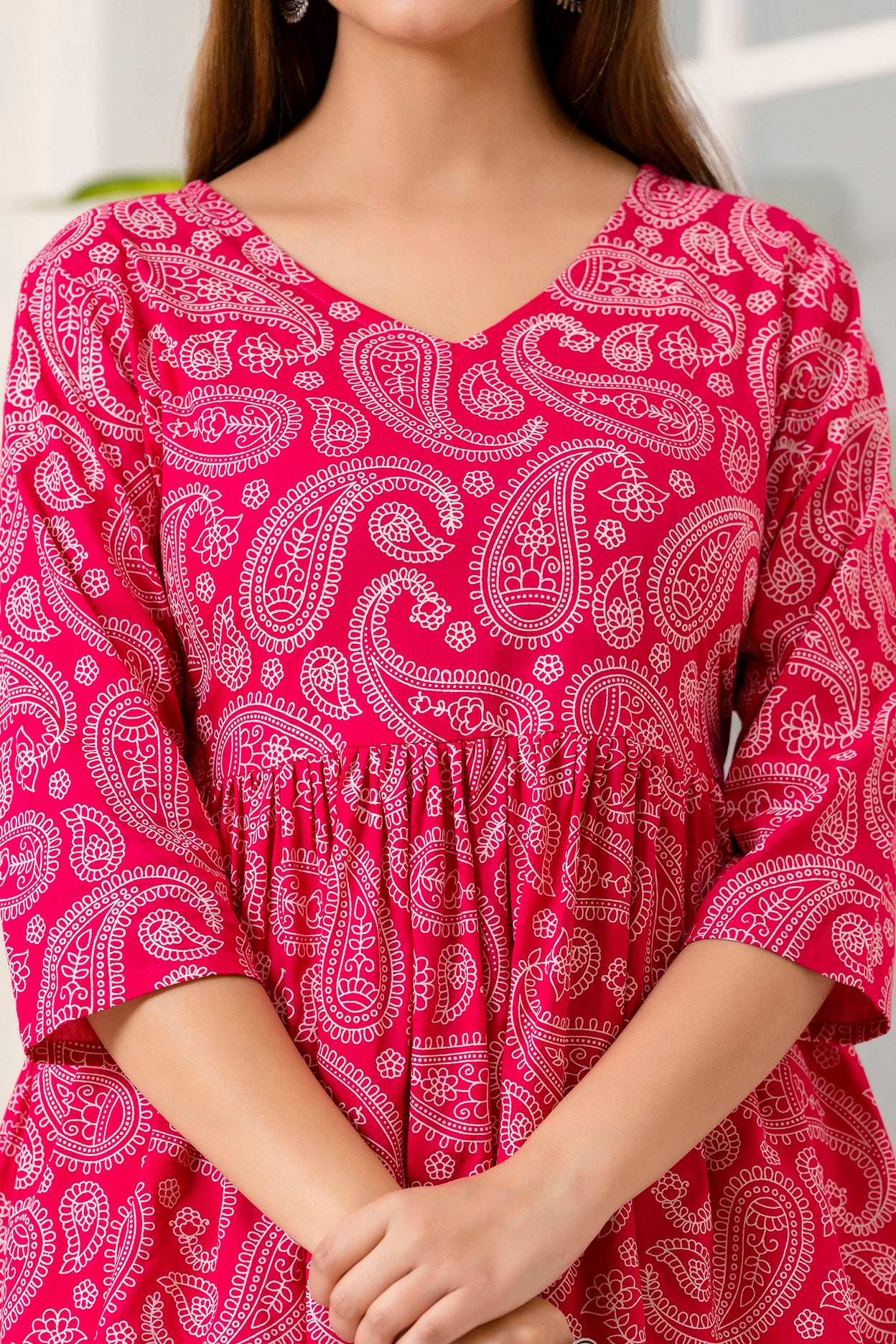 Veshviti  pink Rayon Flared co-ord set