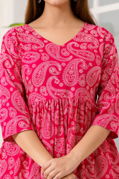 Veshviti  pink Rayon Flared co-ord set