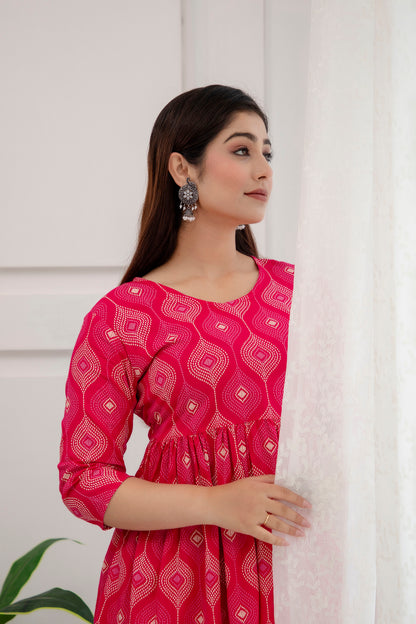 Veshviti vibrant pink Rayon Flared co-ord set