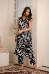 Veshviti abstract botanical printed Sleeveless Rayon Co-ord Set