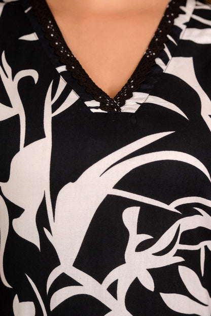 Veshviti abstract botanical printed Sleeveless Rayon Co-ord Set