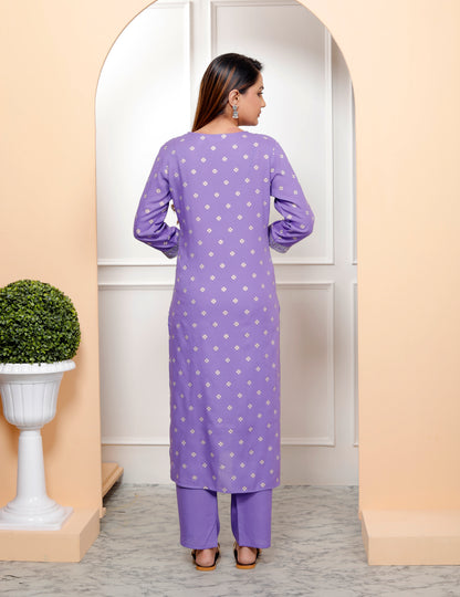 Embroidered V Neck Women Straight Rayon Kurta