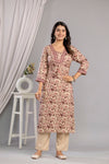 Wine Dabu Printed Rayon Printed Straight Women Kurta Set