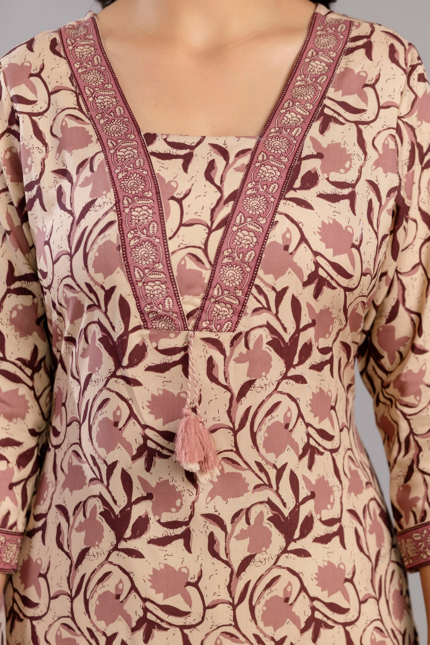 Wine Dabu Printed Rayon Printed Straight Women Kurta Set