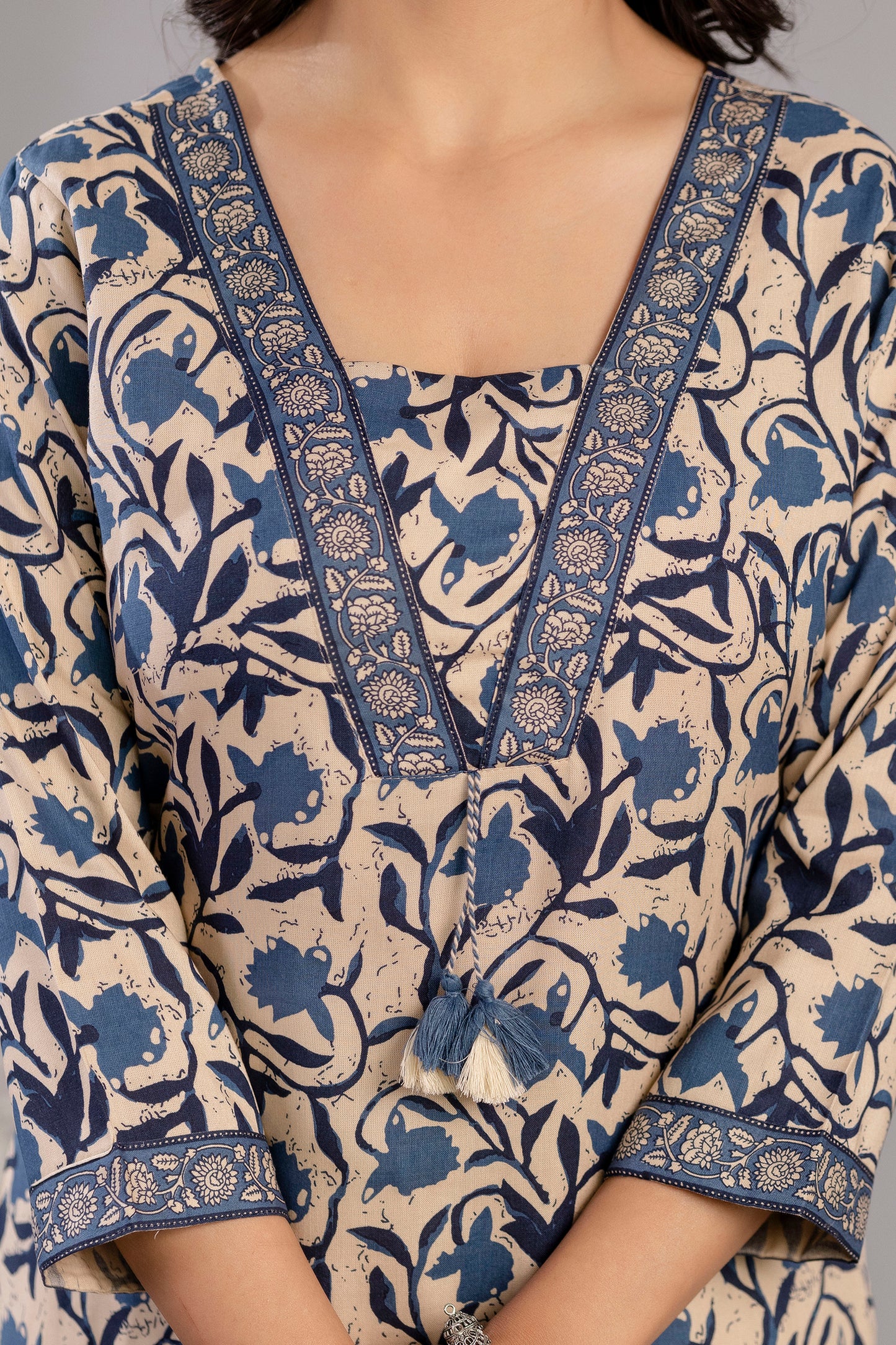 Teal Dabu Printed Rayon Printed Straight Women Kurta Set