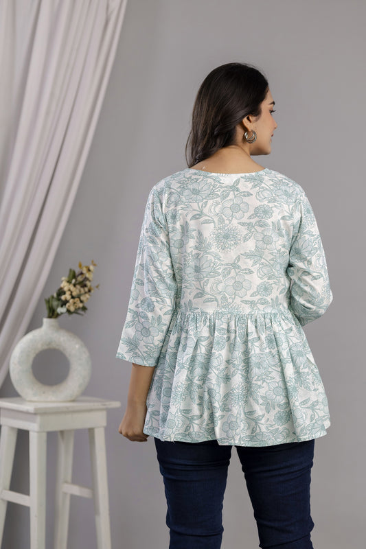 Veshviti Women Floral Print Peplum Top | V-Neck Casual Wear Top