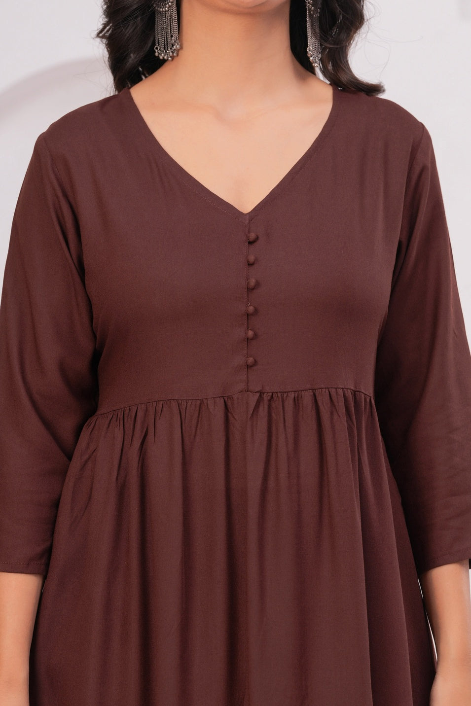 Women Brown Rayon Kurta Pant Co-Ord Set | Stylish Casual Ethnic Cord Set for Women | Comfortable Daily Wear Outfit