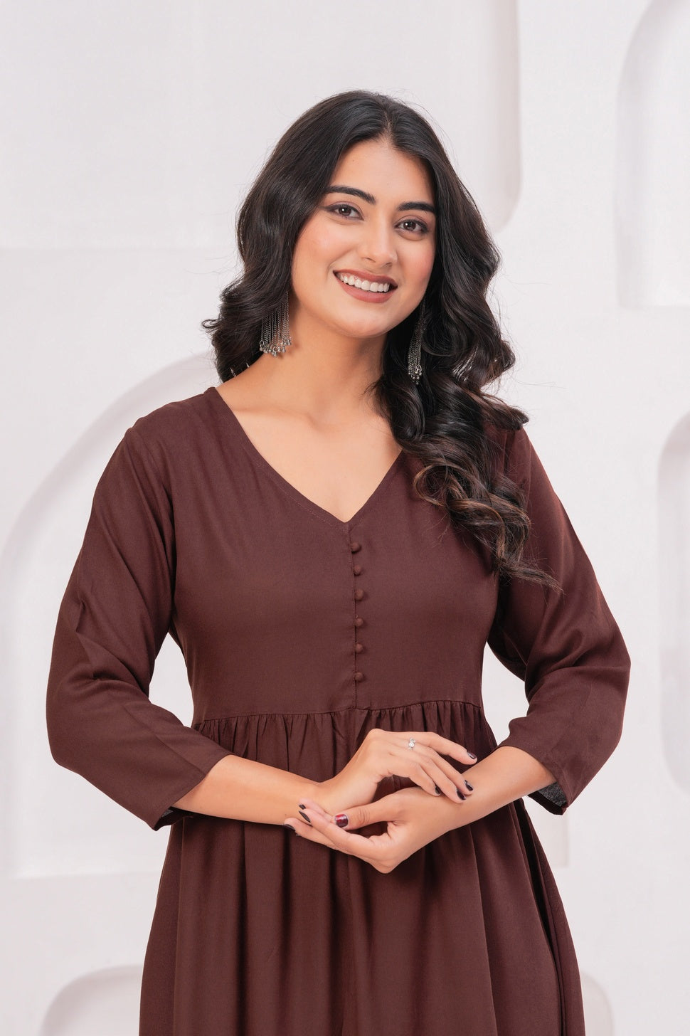 Women Brown Rayon Kurta Pant Co-Ord Set | Stylish Casual Ethnic Cord Set for Women | Comfortable Daily Wear Outfit