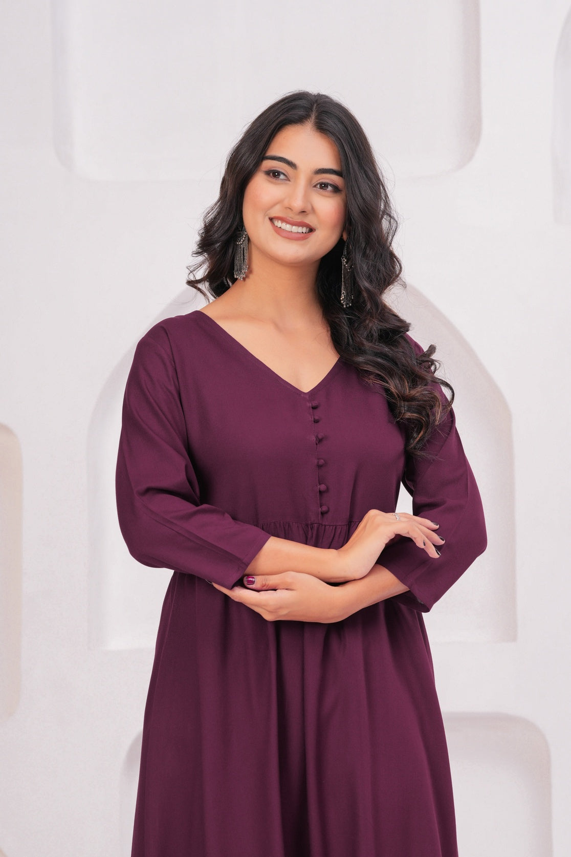 Women Wine Rayon Kurta Pant Co-Ord Set | Stylish Casual Ethnic Cord Set for Women | Comfortable Daily Wear Outfit