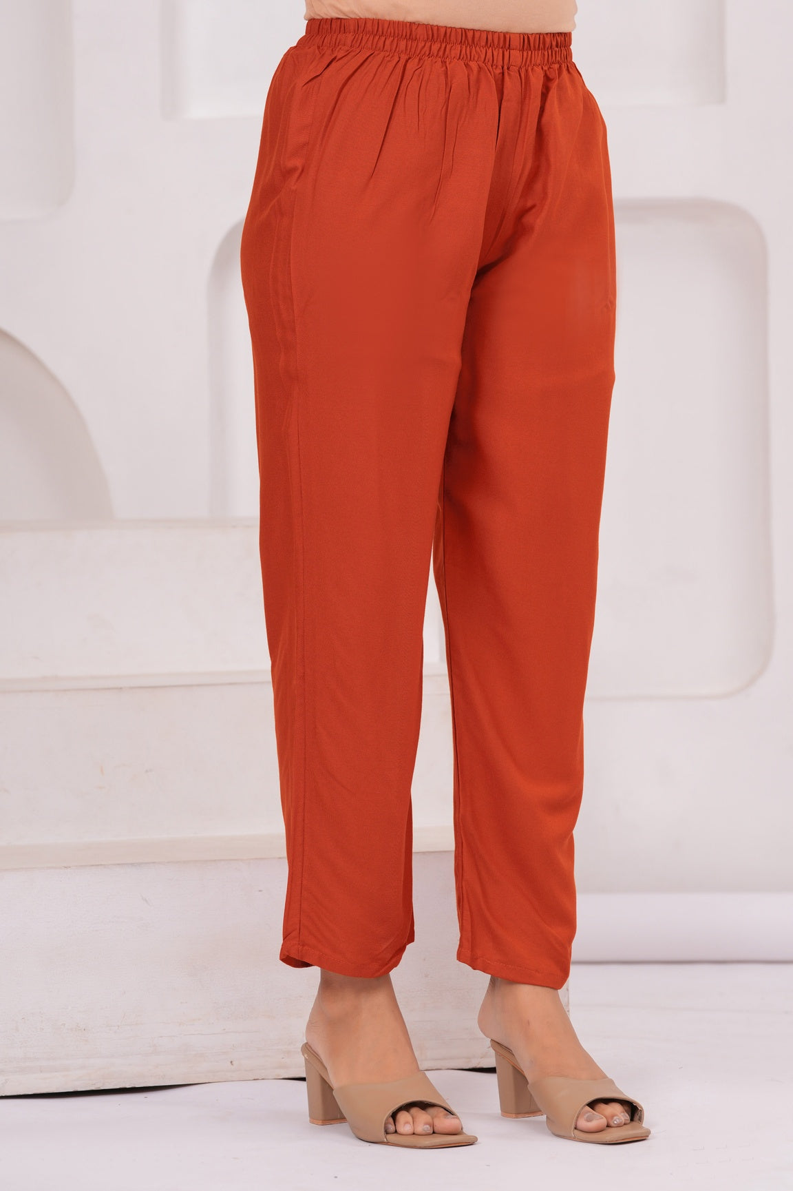 Women Orange Rayon Kurta Pant Co-Ord Set | Stylish Casual Ethnic Cord Set for Women | Comfortable Daily Wear Outfit