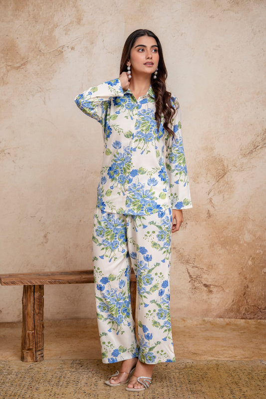 Veshviti Blue Floral Printed Co-Ord Set