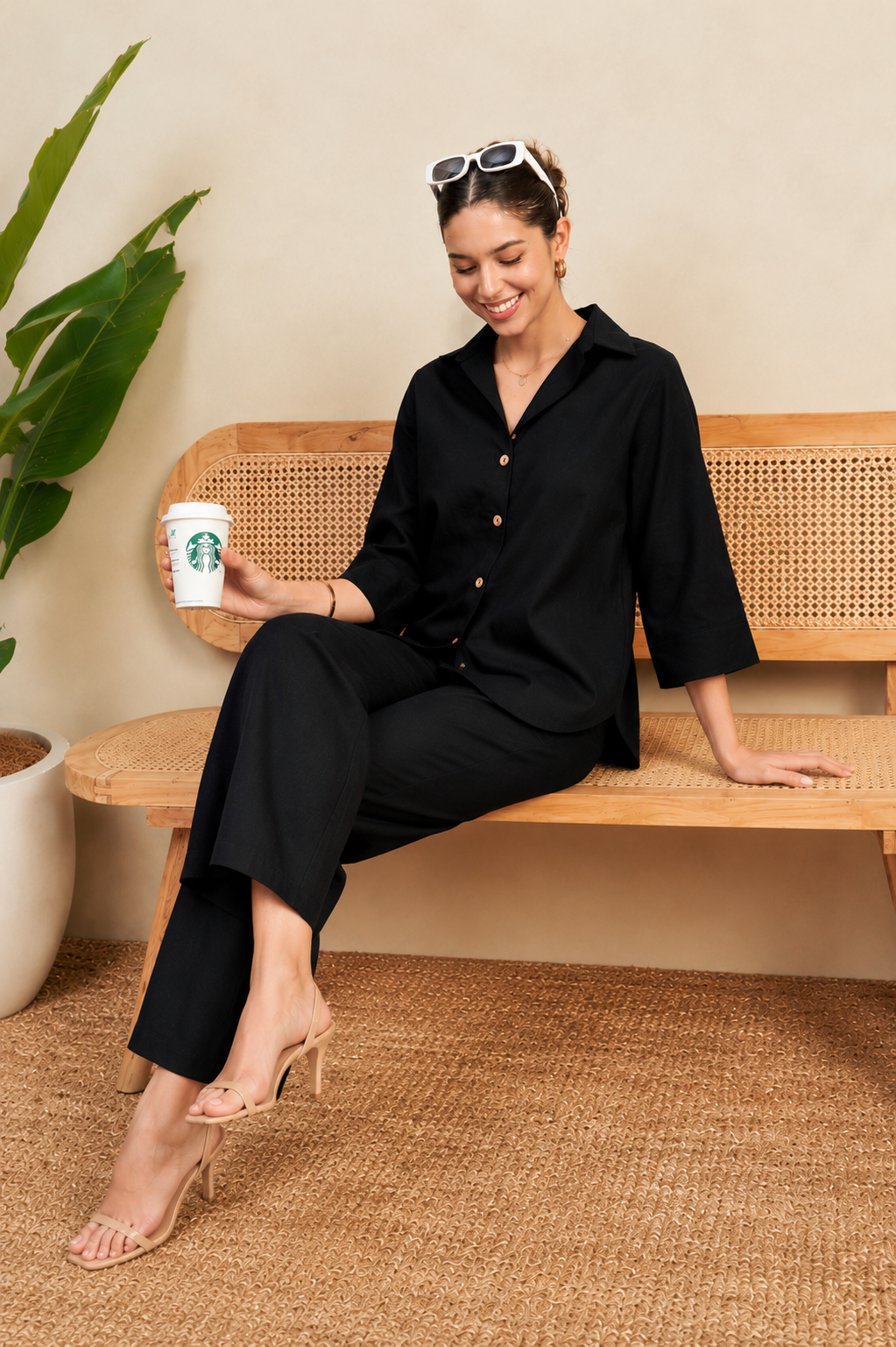 Women Co-Ord Set for Summer Stylish Shirt and Wide Leg Palazzo Outfit for Casual Wear