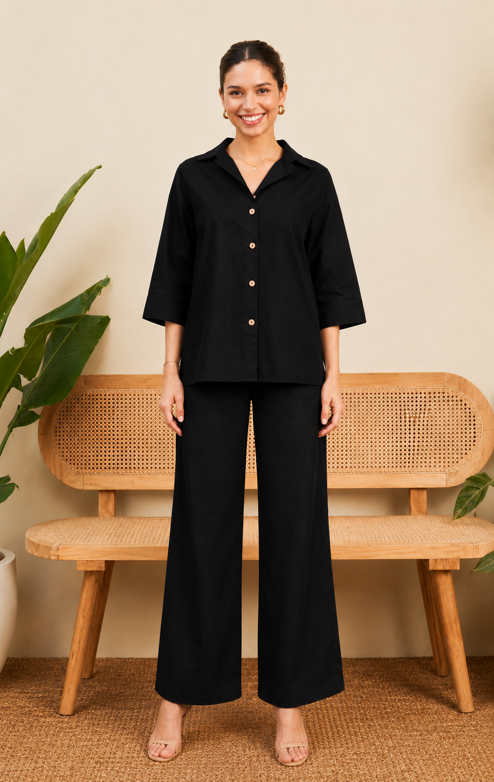 Women Co-Ord Set for Summer Stylish Shirt and Wide Leg Palazzo Outfit for Casual Wear