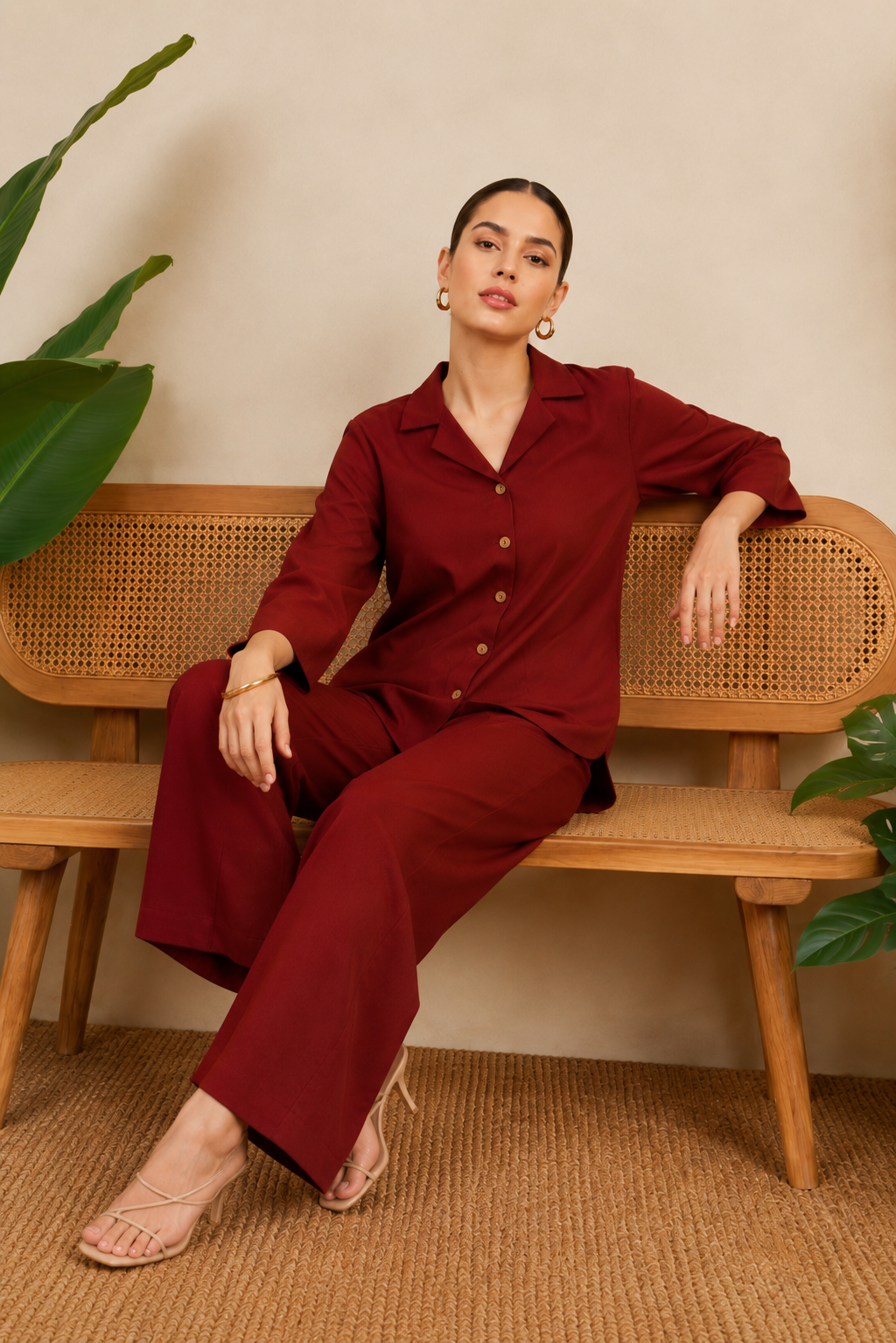 Women Co-Ord Set for Summer Stylish Shirt and Wide Leg Palazzo Outfit for Casual Wear