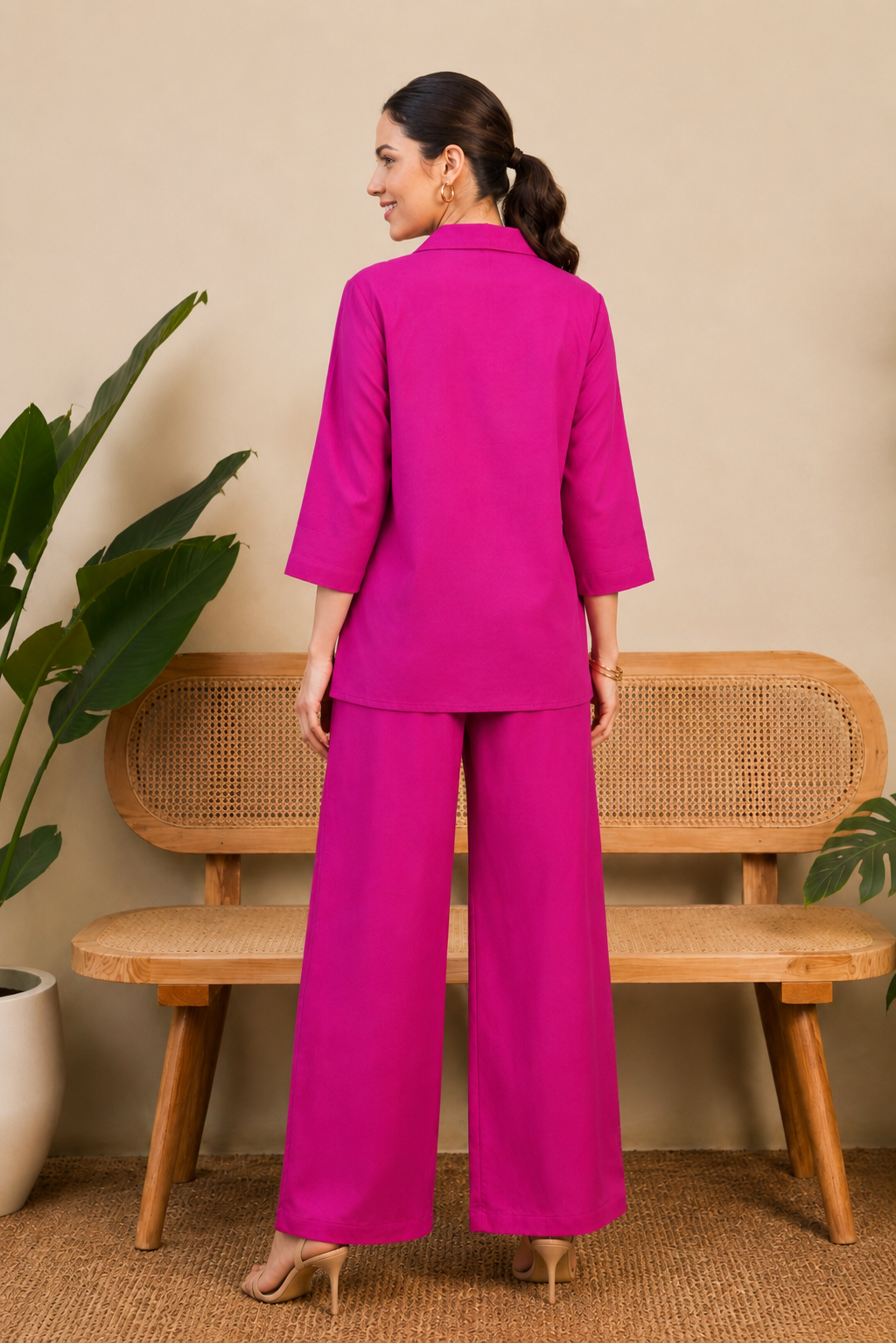 Women Co-Ord Set for Summer Stylish Shirt and Wide Leg Palazzo Outfit for Casual Wear