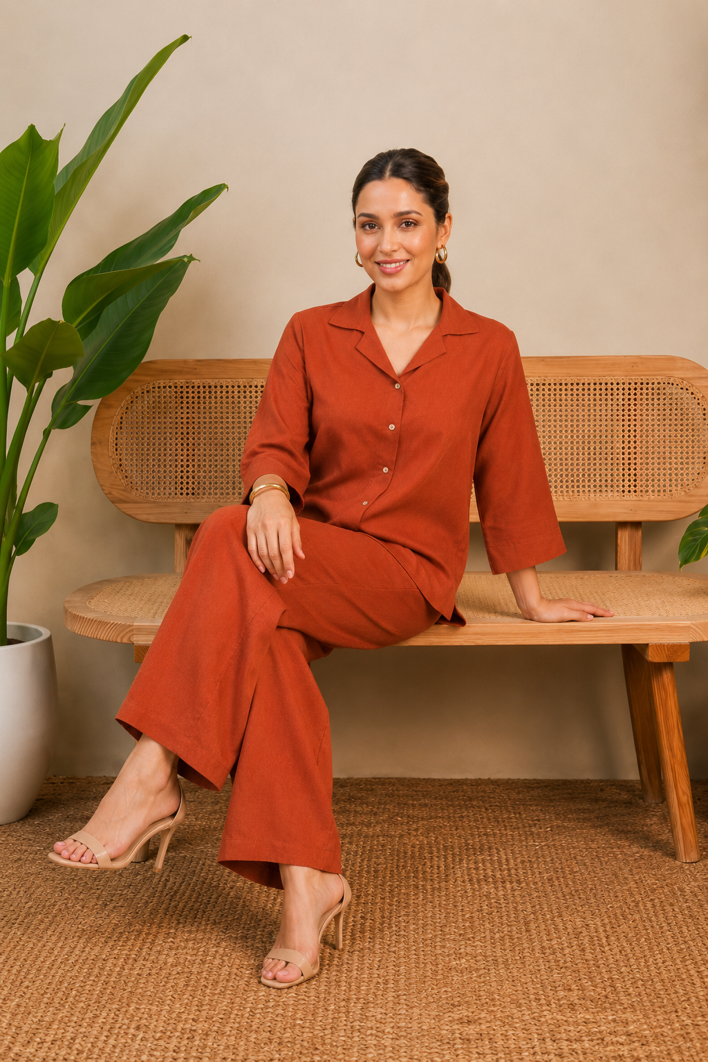 Women Co-Ord Set for Summer Stylish Shirt and Wide Leg Palazzo Outfit for Casual Wear