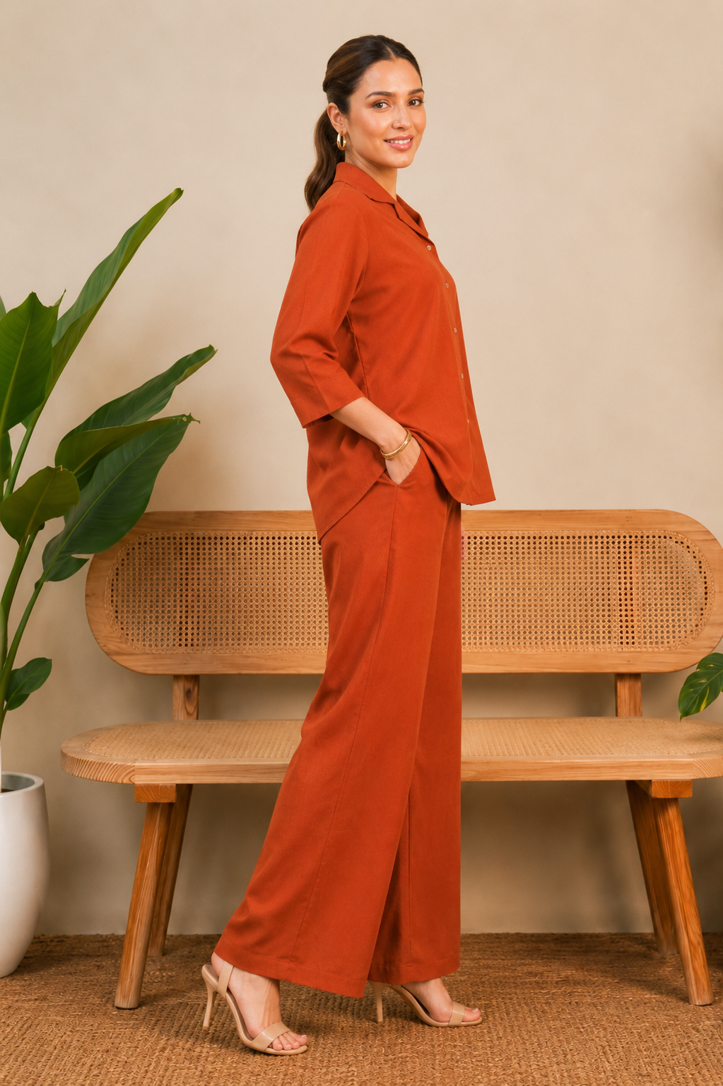Women Co-Ord Set for Summer Stylish Shirt and Wide Leg Palazzo Outfit for Casual Wear