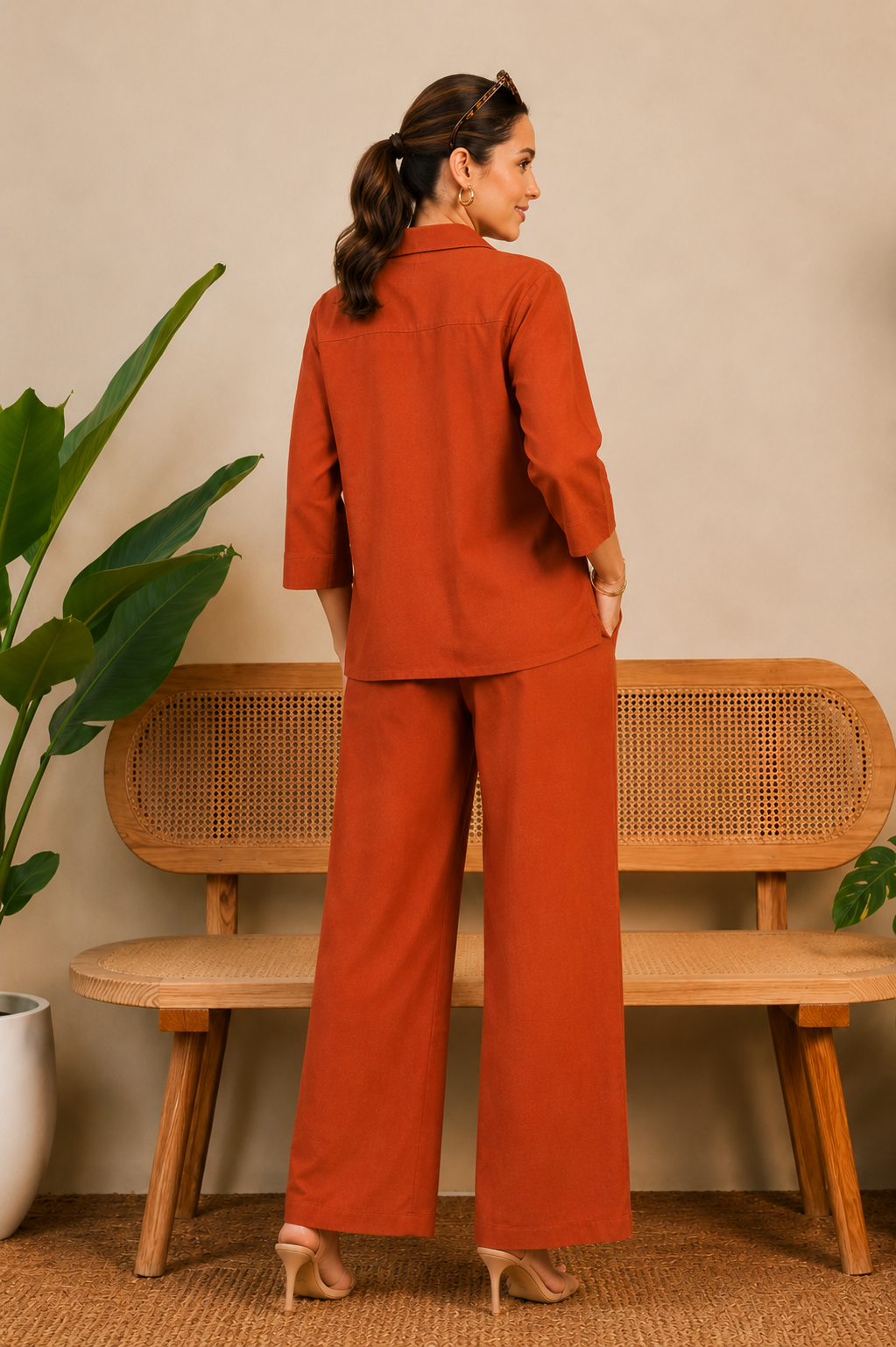Women Co-Ord Set for Summer Stylish Shirt and Wide Leg Palazzo Outfit for Casual Wear