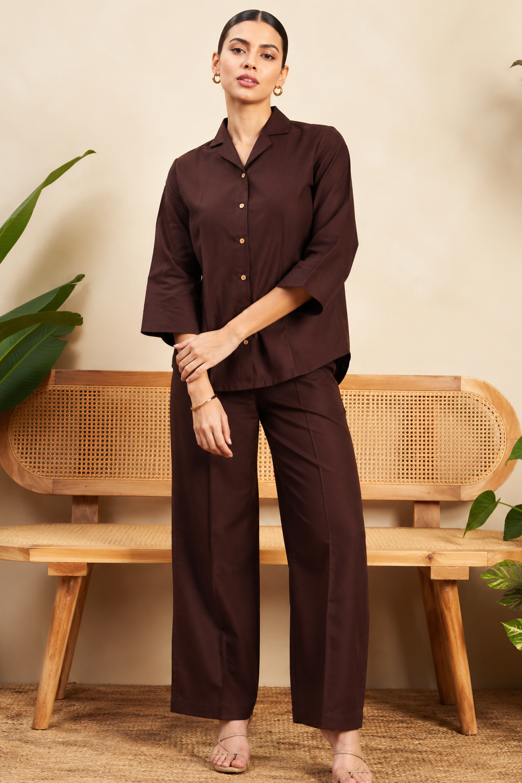 Women Co-Ord Set for Summer Stylish Shirt and Wide Leg Palazzo Outfit for Casual Wear